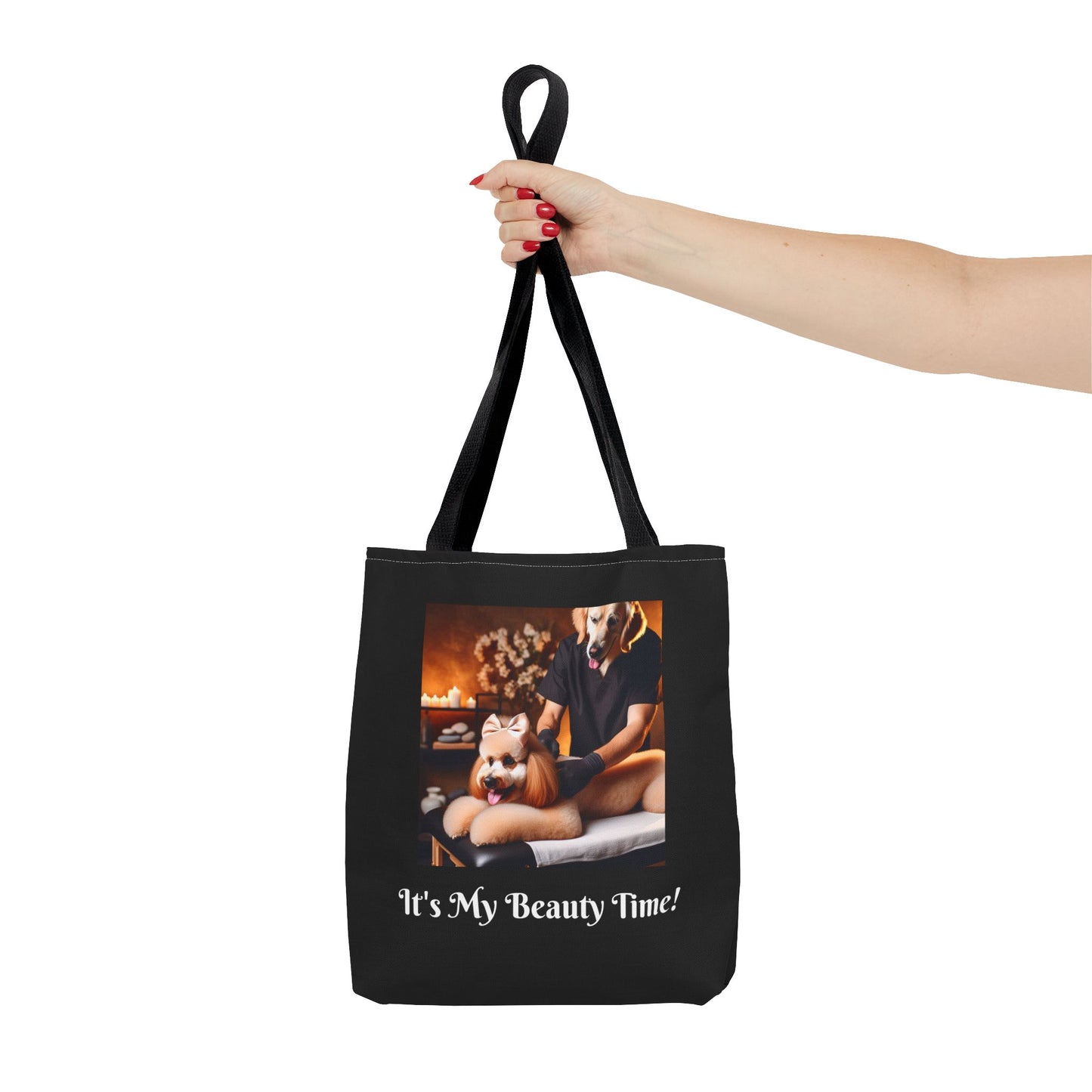 Divine Dog Massage Black Tote Bag - Spa Sauna Tote Bag, Cute Puppy Lover Gift, Funny Animal Design, Dog Person Tote Bag,  Dog Accessory Bag
