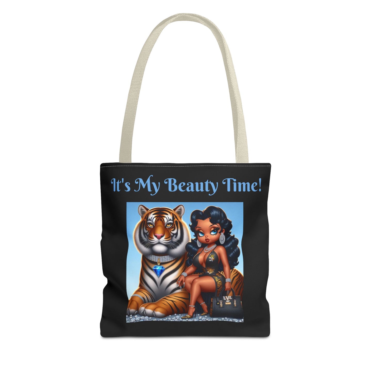 Betty Boop and Tiger Tote Bag - Stylish Shopping Bag, Fashionable Carryall, Cute Shoulder Tote, Unique Handbag, Trendy Reusable Grocery
