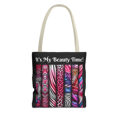 Botanical Animals Black Tote Bag - Perfect for Shopping, Travel, or Everyday Use, Gift for Safari Animal Lovers, Its My Beauty Time Design