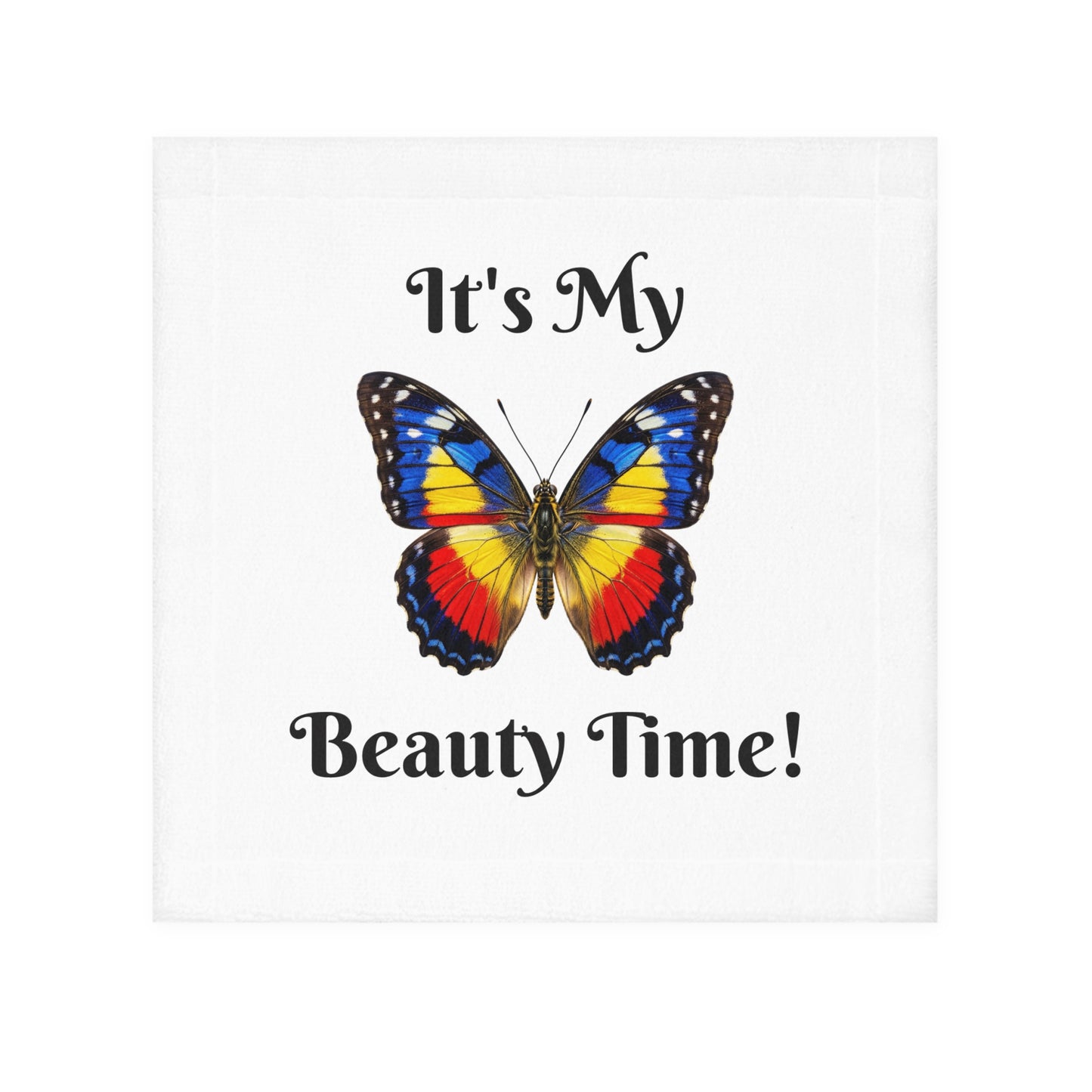 Butterfly Face Towel — Bright Red, Yellow & Blue Wings