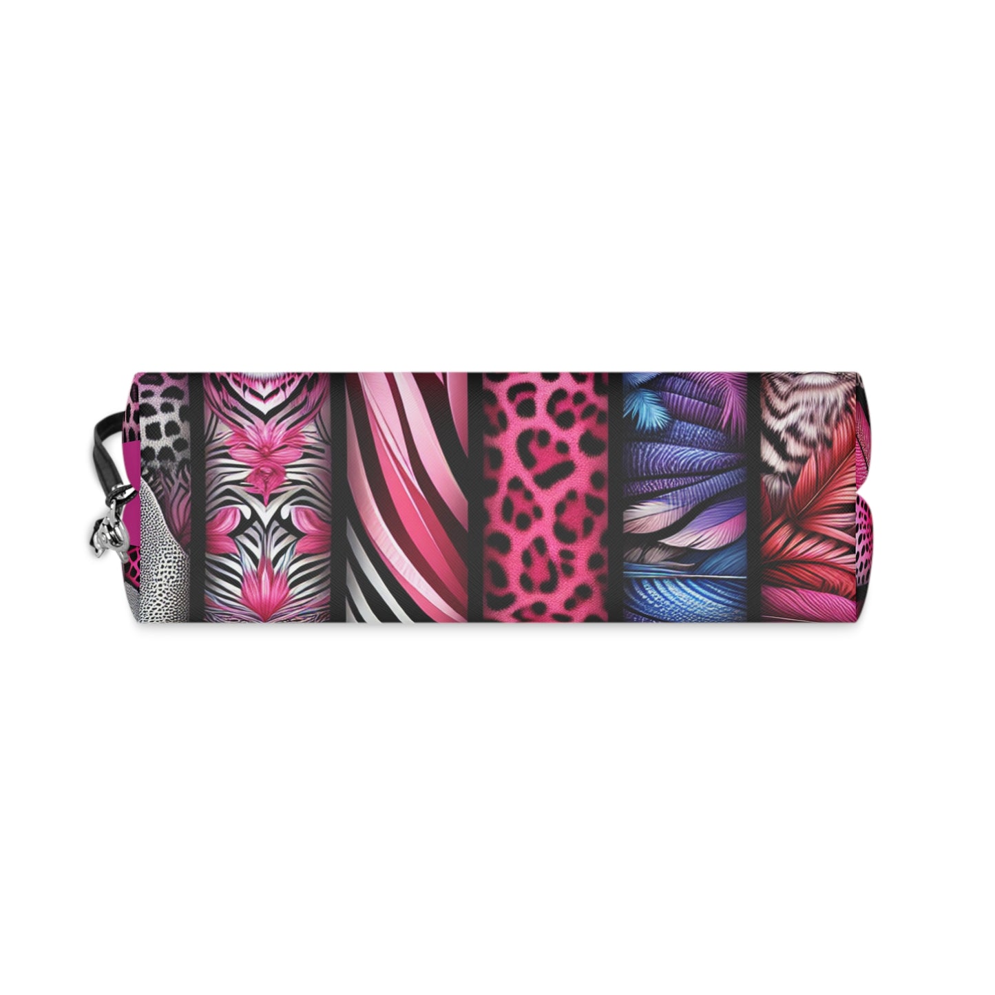 Botanical Animals Pink Makeup Bag - Small Cosmetics Bag, Cheetah Zebra Leopard Case, Safari Animal Lover Gift, Toiletry Bag,
