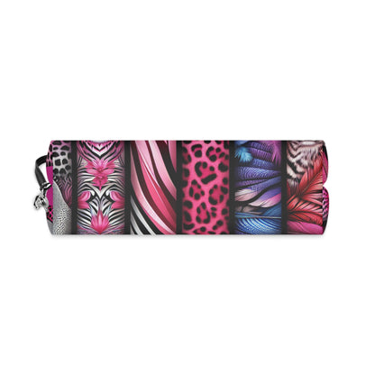 Botanical Animals Pink Makeup Bag - Small Cosmetics Bag, Cheetah Zebra Leopard Case, Safari Animal Lover Gift, Toiletry Bag,
