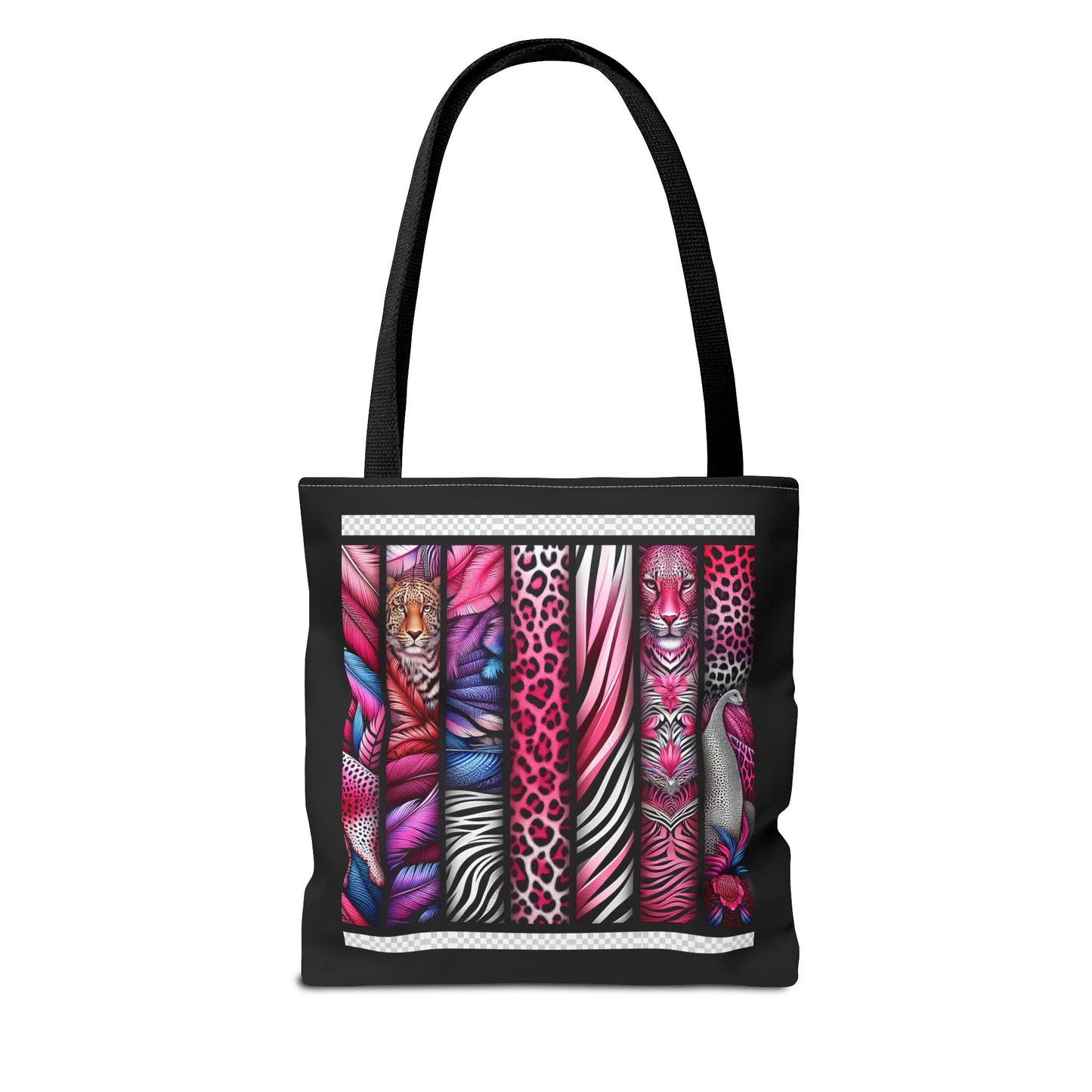 Tote Bag Botanical Animals Black - Stylish Carryall, Chic Shoulder Purse, Everyday Use Handbag, Animal Print