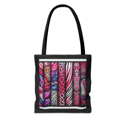 Tote Bag Botanical Animals Black - Stylish Carryall, Chic Shoulder Purse, Everyday Use Handbag, Animal Print