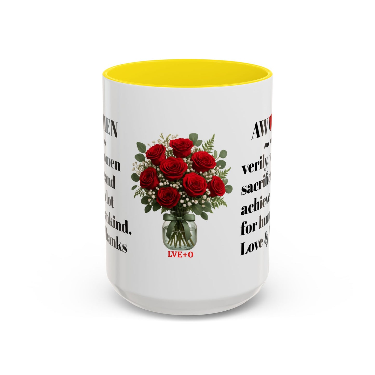 Coffee Mug, AWOMEN Accent Mug, Feminist Kitchen Decor, Empowering Tea Cup, Inspirational Quote, Gift for Women, Black and White Mug