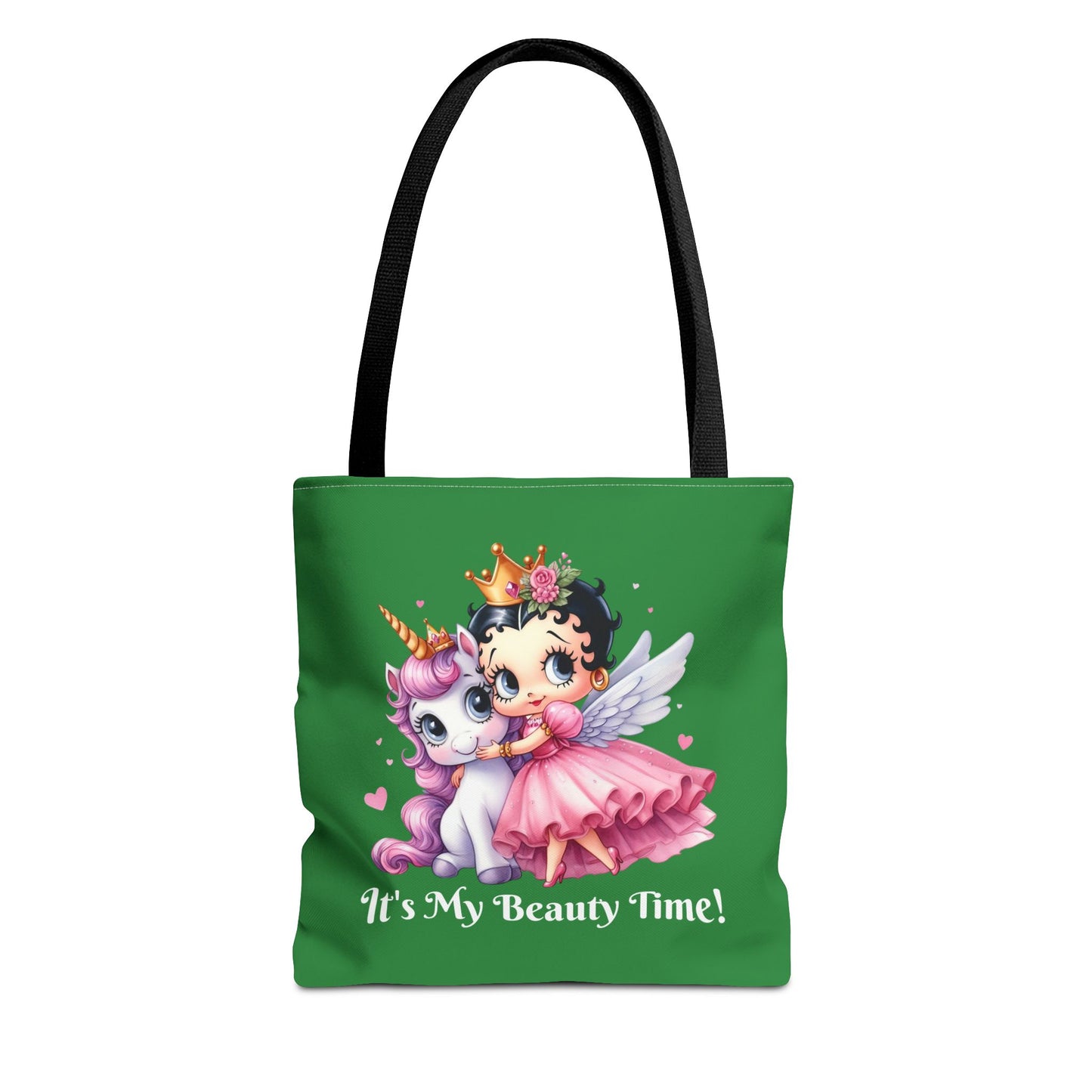 Unicorn Betty Boop Green Tote Bag - Gift for Tween Teenager, Chic Shoulder Purse, Cute Handbag, Trendy Shopping Tote, Retro Cartoon
