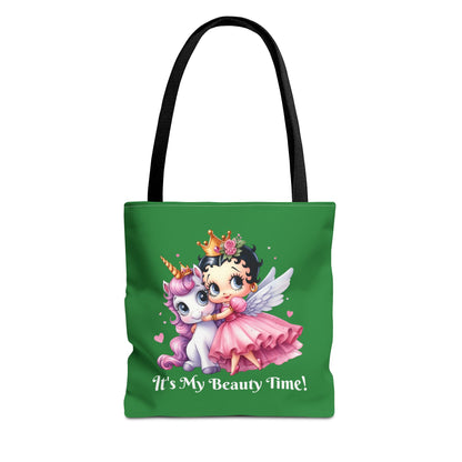 Unicorn Betty Boop Green Tote Bag - Gift for Tween Teenager, Chic Shoulder Purse, Cute Handbag, Trendy Shopping Tote, Retro Cartoon