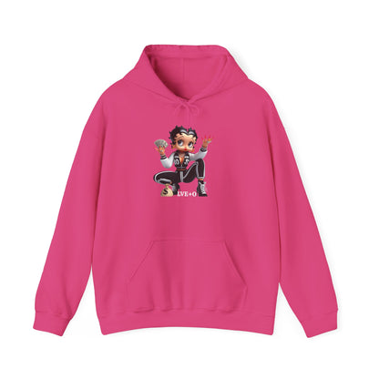 Betty Boop Squat Pose Hoodie — Retro Cartoon Graphic Pullover, Unique Design Hoodie