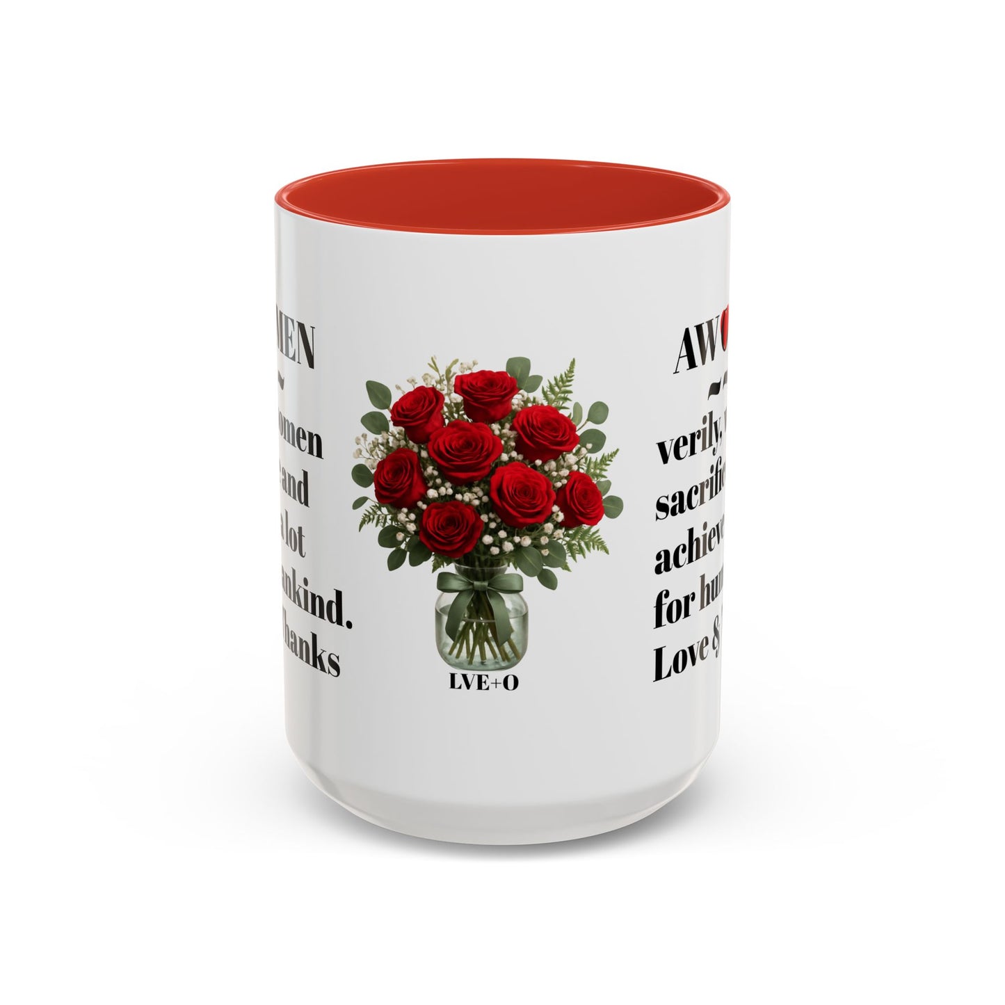 Coffee Mug, AWOMEN Accent Mug, Feminist Kitchen Decor, Empowering Tea Cup, Inspirational Quote, Gift for Women, Black and White Mug