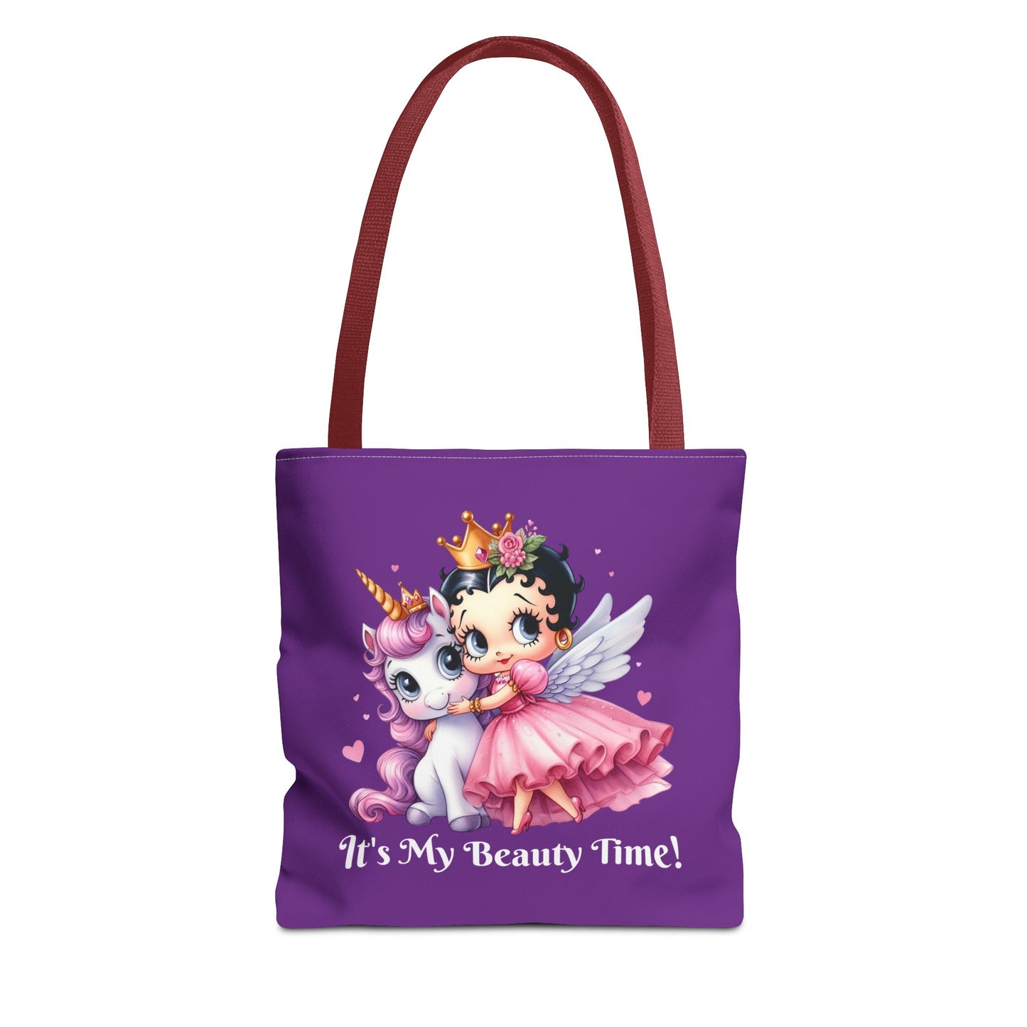 Unicorn Betty Boop Purple Tote Bag - Gift for Tween Teenager, Chic Shoulder Purse, Cute Handbag, Trendy Shopping Tote, Retro Cartoon