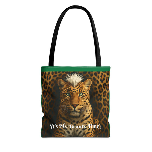 Leopard Portrait Green Tote Bag - Chic Shoulder Purse, Stylish Carryall, Gift for Her, Accessories Tote Bag