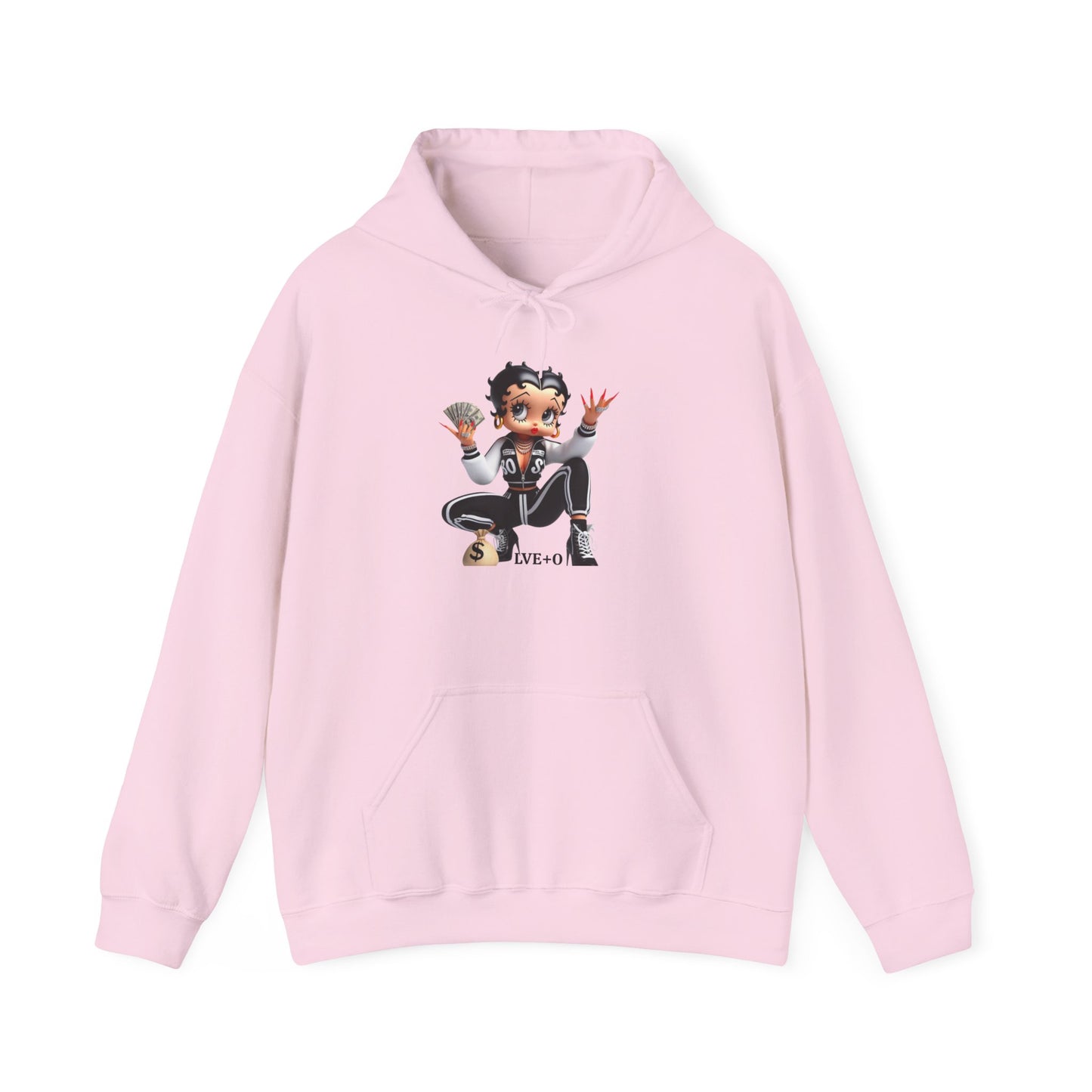 Betty Boop Squat Pose Hoodie — Retro Cartoon Graphic Pullover, Unique Design Hoodie