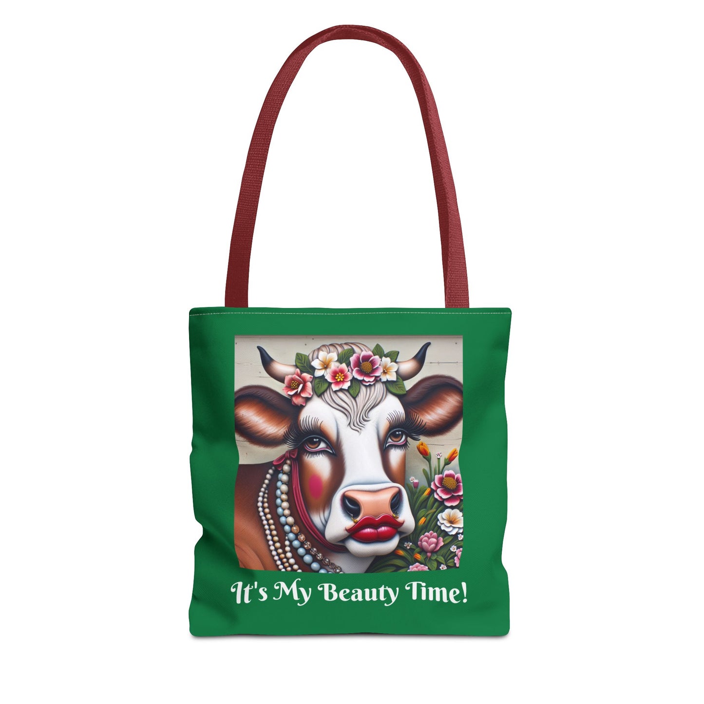 Captivating Cow Grass Green Tote Bag - Cute Farm Animal Carryall, Funny Barnyard Purse, Chic Cow Handbag, Animal Print
