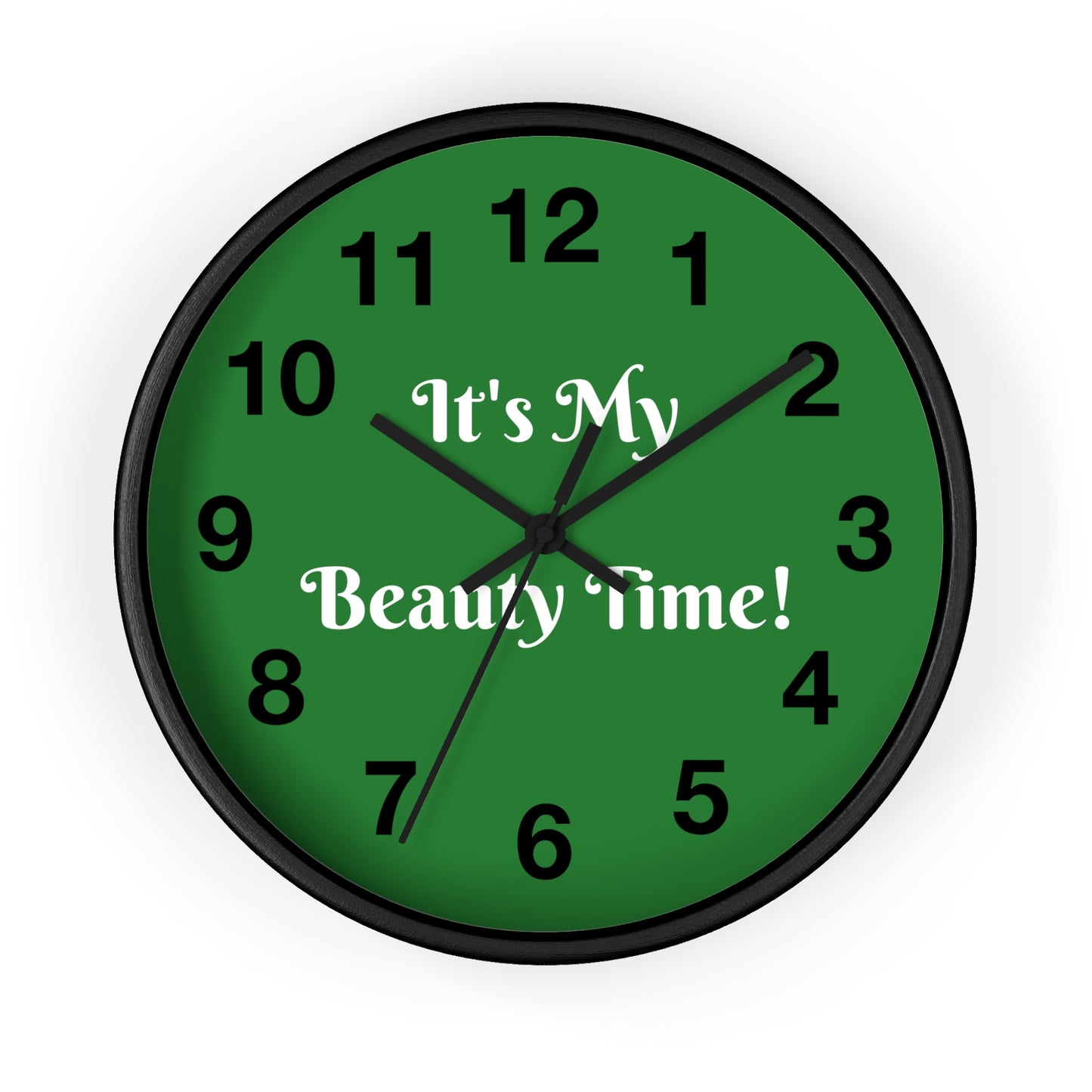 Wall Clock – "It's My Beauty Time!", Green Vanity Clock, Salon and Spa Clock