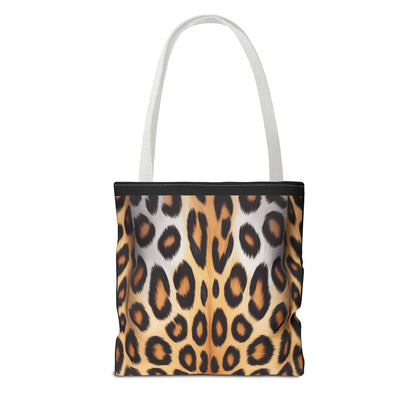 Leopard Portrait Black Tote Bag - Chic Shoulder Purse, Stylish Carryall, Everyday Handbag