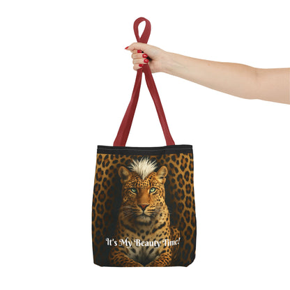 Leopard Portrait Black Tote Bag - Chic Shoulder Purse, Stylish Carryall, Everyday Handbag
