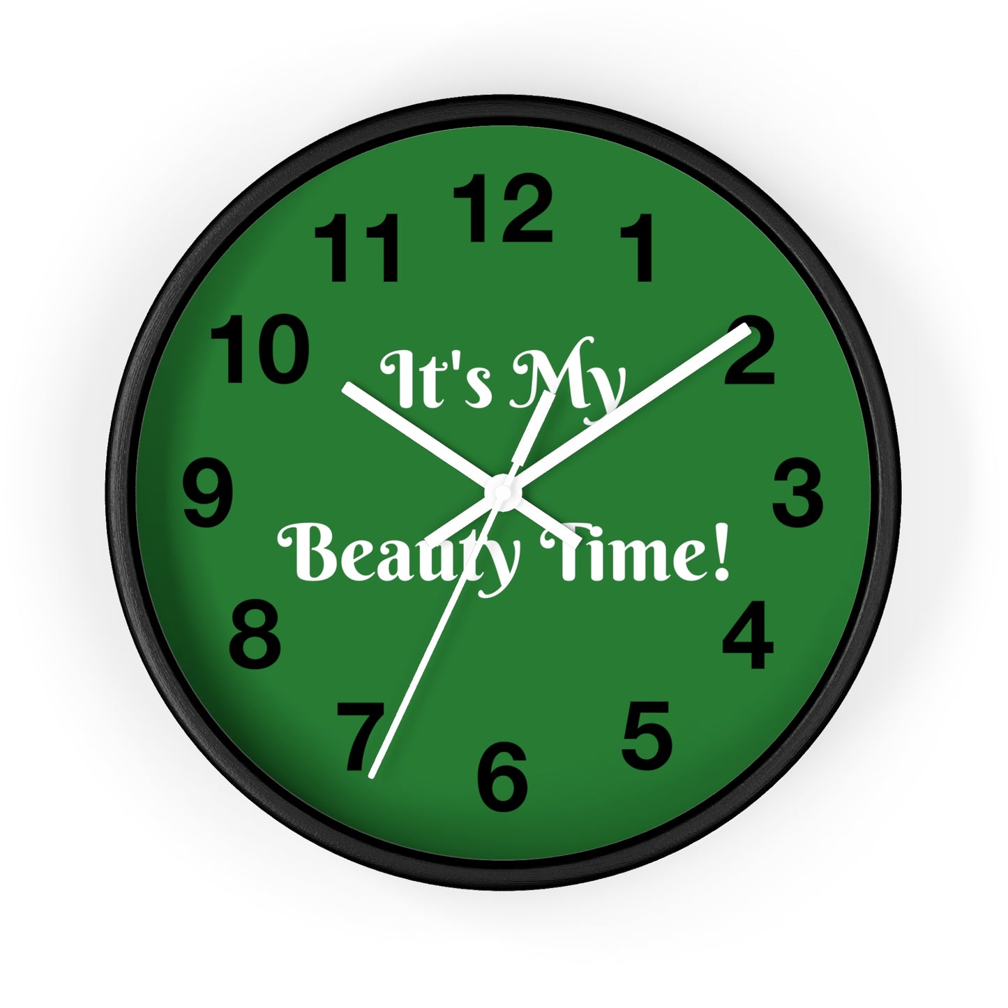 Wall Clock – "It's My Beauty Time!", Green Vanity Clock, Salon and Spa Clock