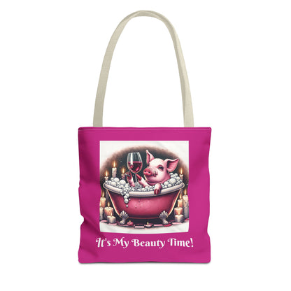 Pretty Pig Bath Pink Tote Bag - Cute Animal Lover Gift, Fun Shopping Bag, Funny Carryall, Quirky Shoulder Bag, Unique Grocery Tote