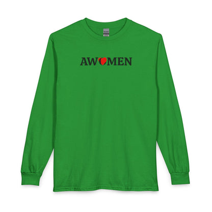 Awomen Heart Long Sleeve Tee — Feminist Pride Graphic Shirt, Women's Empowerment, Unisex T-shirt, Political Top