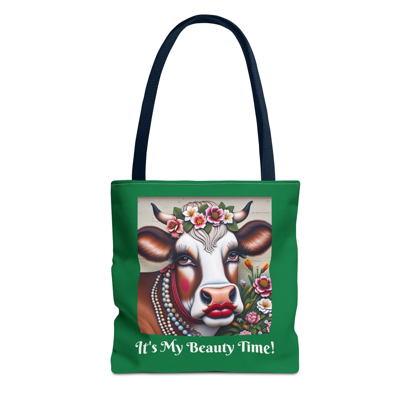 Captivating Cow Green Tote Bag - Cute Farm Animal Carryall, Funny Barnyard Chic Tote, Back To School,  Shopping Bag, Cow Print Purse