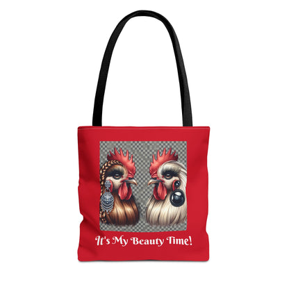 Chicks Chat Red Tote Bag - Farmhouse Style Chic Shopping Tote, Reusable Shoulder Bag, Cute Hen Lover Tote, Farmers Market