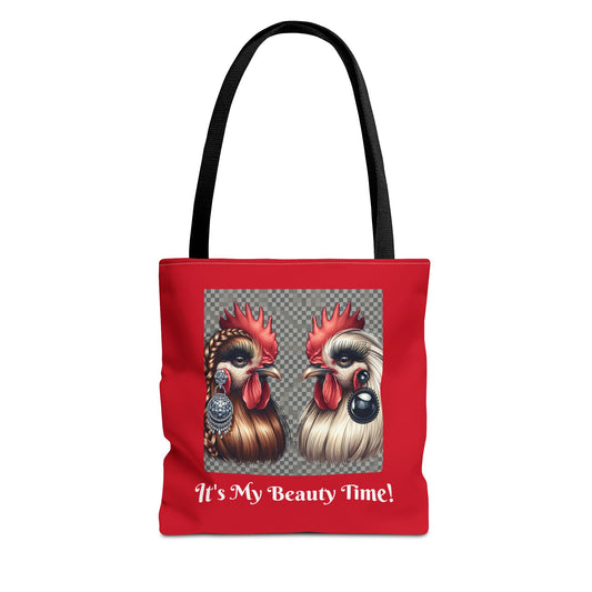 Chicks Chat Red Tote Bag - Farmhouse Style Chic Shopping Tote, Reusable Shoulder Bag, Cute Hen Lover Tote, Farmers Market