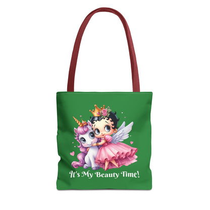 Unicorn Betty Boop Green Tote Bag - Gift for Tween Teenager, Chic Shoulder Purse, Cute Handbag, Trendy Shopping Tote, Retro Cartoon