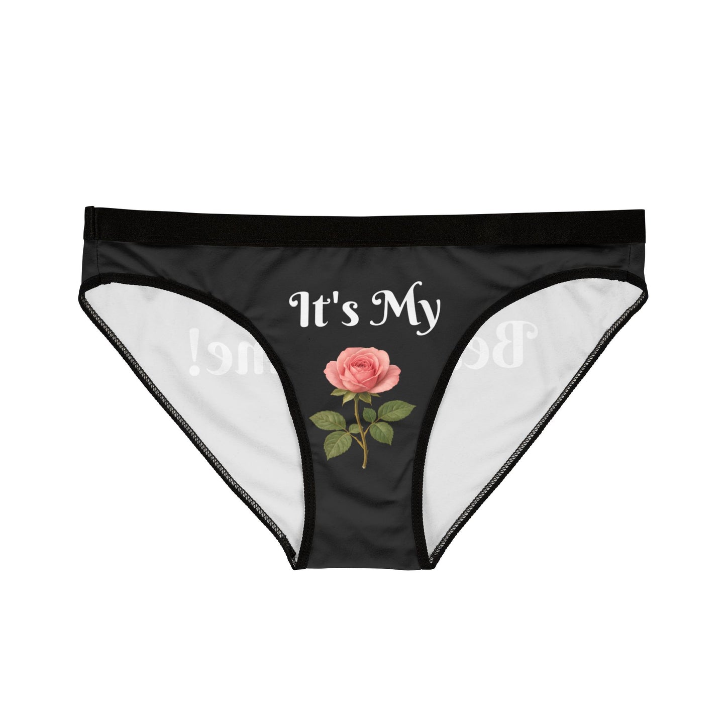 Women's Black Underwear with Fun Quote, Floral Design Panties, Gift for Her, Loungewear, Self-Care Essentials