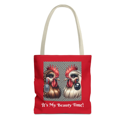 Chicks Chat Red Tote Bag - Farmhouse Style Chic Shopping Tote, Reusable Shoulder Bag, Cute Hen Lover Tote, Farmers Market