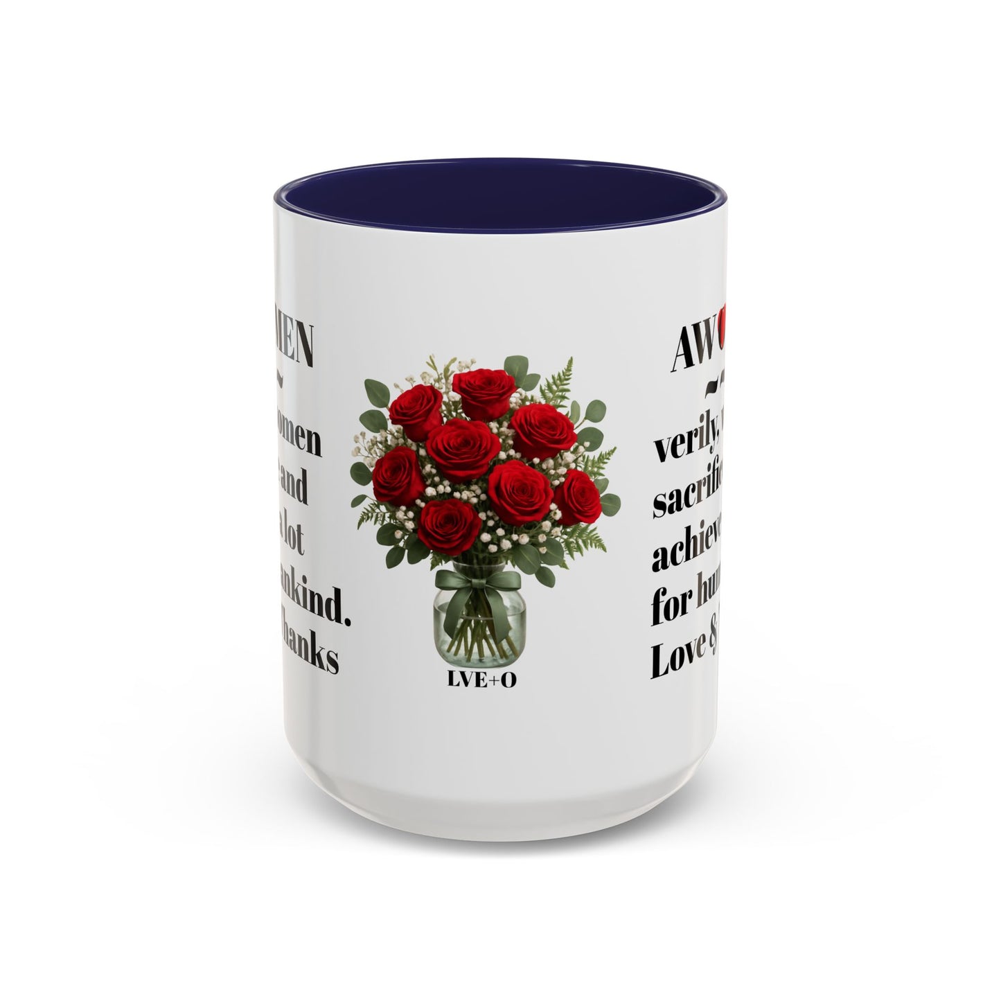 Coffee Mug, AWOMEN Accent Mug, Feminist Kitchen Decor, Empowering Tea Cup, Inspirational Quote, Gift for Women, Black and White Mug