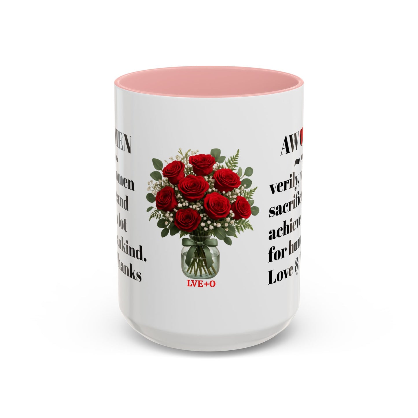 Coffee Mug, AWOMEN Accent Mug, Feminist Kitchen Decor, Empowering Tea Cup, Inspirational Quote, Gift for Women, Black and White Mug