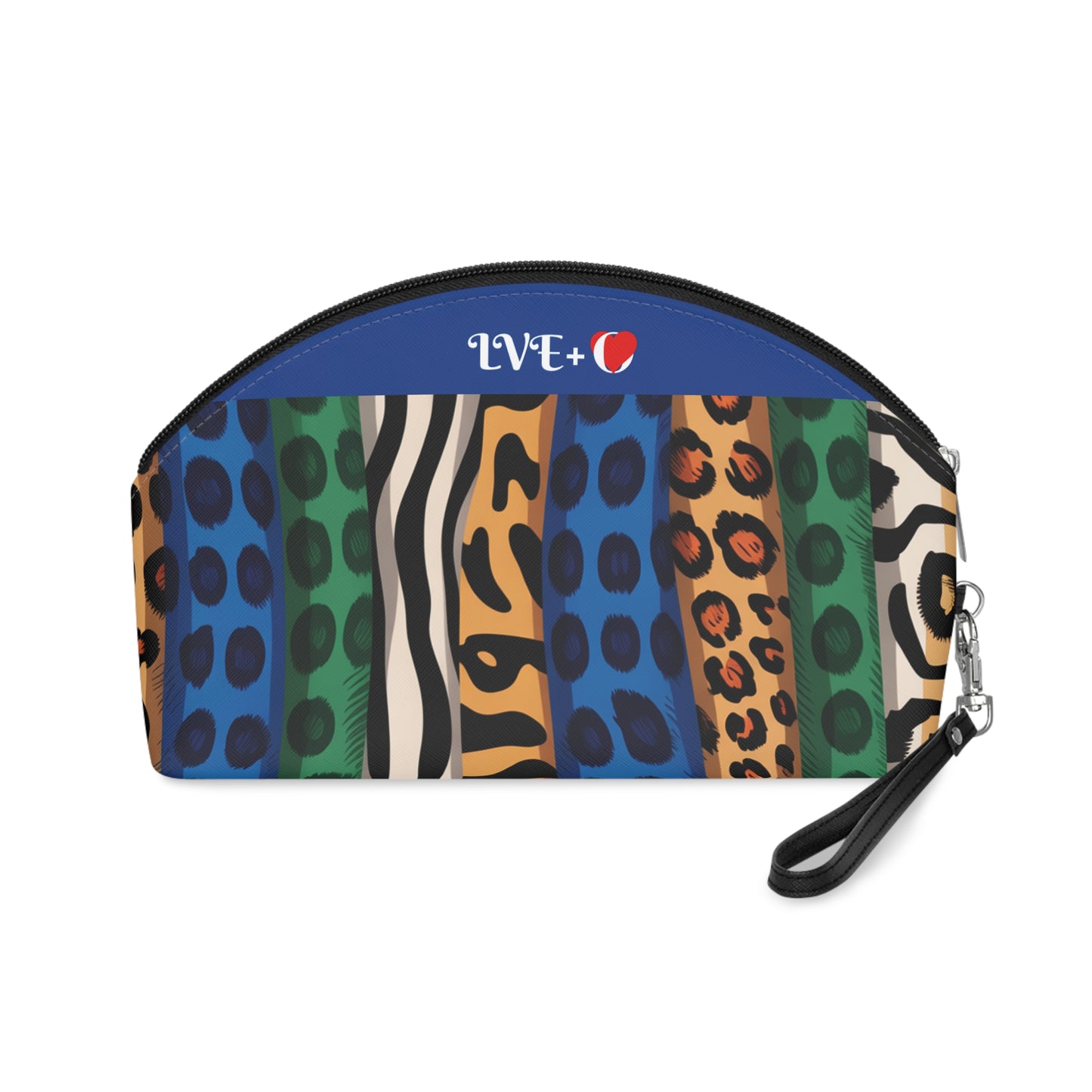 Exotic Colors Blue Makeup Bag - Small Cosmetics Bag, Cheetah Zebra Leopard Case, Safari Animal Lover Gift, Toiletry Bag,