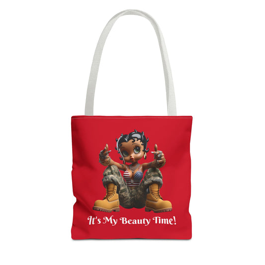 Patriotic Betty Boop Red Tote Bag - Military Appreciation - Unique Shoulder Bag for Shopping, Travel, Work - Stylish Canvas Tote, Fun Cartoon Design, Gift for