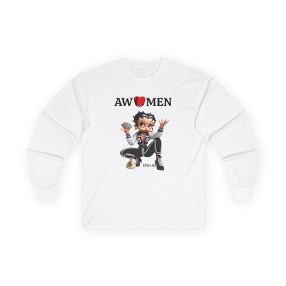 Betty Boop AWOMEN T-Shirt - Women Empowerment Tee, Political Top, Long Sleeve Unisex Shirt, Graphic Tee for Fans, Cartoon Character Tee