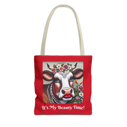 Captivating Cow Hide Red Tote Bag - Cute Farm Animal Carryall, Funny Barnyard Purse, Chic Cow Handbag, Animal Print