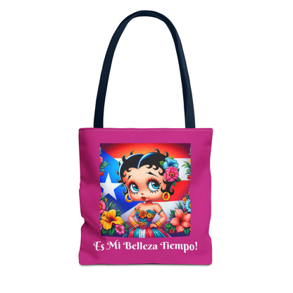 Betty Boop 'Es Mi Belleza Tiempo!' Pink Tote Bag – Cute Puerto Rican Flag Floral Purse, Stylish Carryall, Chic Handbag