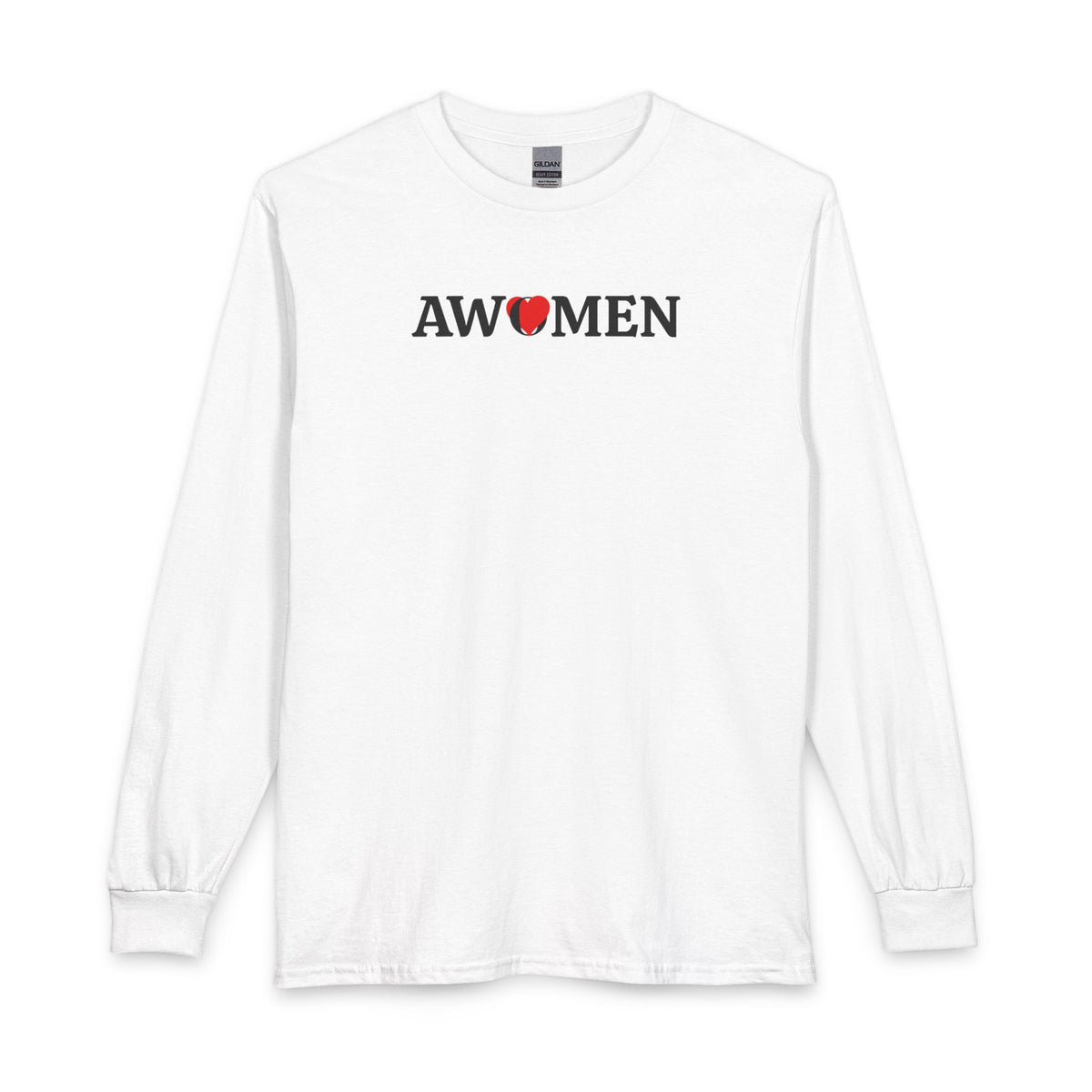 Awomen Heart Long Sleeve Tee — Feminist Pride Graphic Shirt, Women's Empowerment, Unisex T-shirt, Political Top
