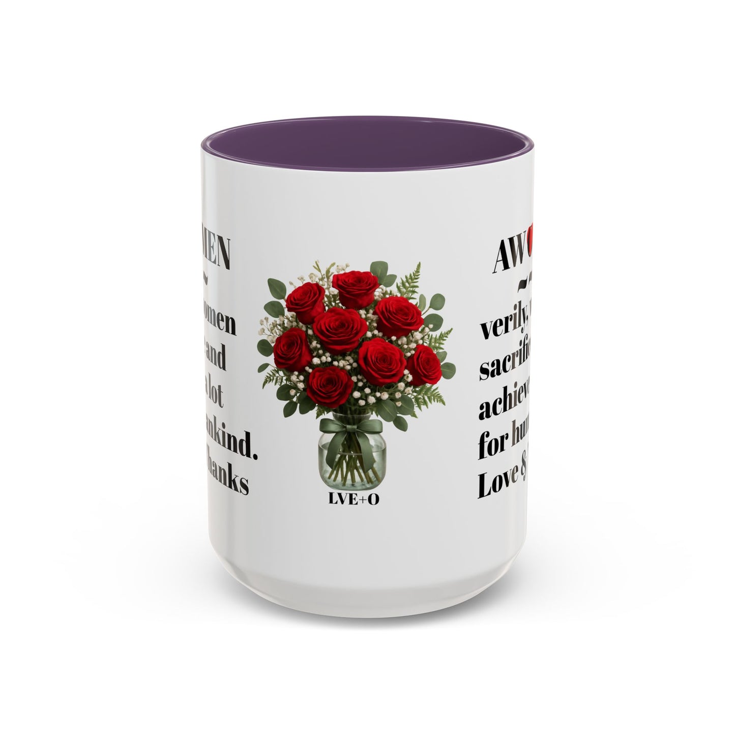 Coffee Mug, AWOMEN Accent Mug, Feminist Kitchen Decor, Empowering Tea Cup, Inspirational Quote, Gift for Women, Black and White Mug