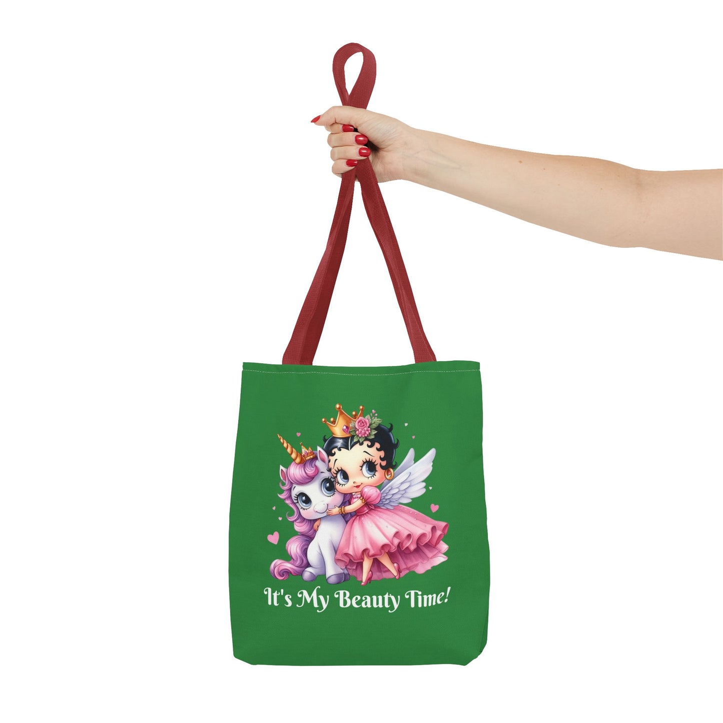 Unicorn Betty Boop Green Tote Bag - Gift for Tween Teenager, Chic Shoulder Purse, Cute Handbag, Trendy Shopping Tote, Retro Cartoon