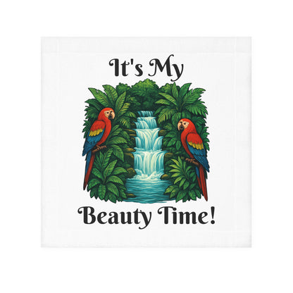 Beauty Time Tropical Face Towel - Decorative Bathroom Towel, Guest Towel, Gift for Her, Spa Accessories, Parrot Print Towel