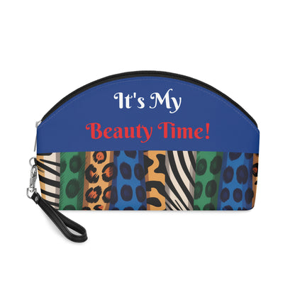 Exotic Colors Blue Makeup Bag - Small Cosmetics Bag, Cheetah Zebra Leopard Case, Safari Animal Lover Gift, Toiletry Bag,