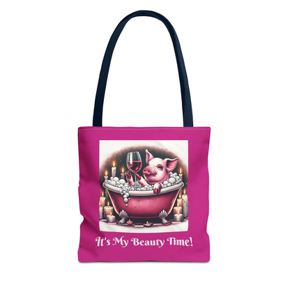 Pretty Pig Bath Pink Tote Bag - Cute Animal Lover Gift, Fun Shopping Bag, Funny Carryall, Quirky Shoulder Bag, Unique Grocery Tote