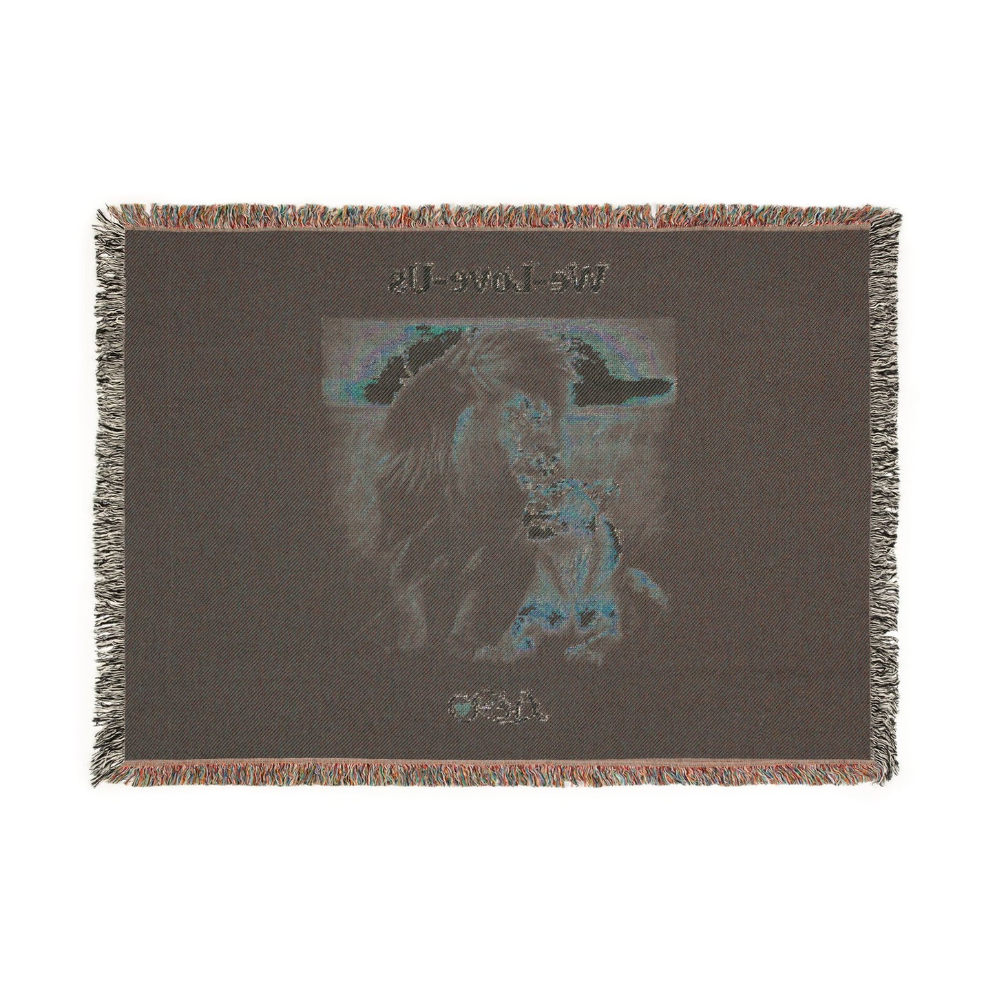 Woven Blanket “We-Love-Us”, Chair Throw Blanket, Cuddle Blanket, Majestic Loving Lions, Relationships