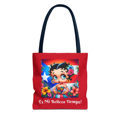 Betty Boop 'Es Mi Belleza Tiempo!' Red Tote Bag – Cute Puerto Rican Flag Floral Purse, Stylish Carryall, Chic Handbag