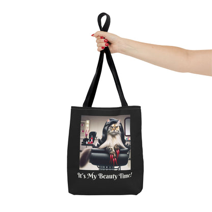 Confident Cat Tote Bag - Salon Spa Tote Bag, Feline Theme Carryall, Animal Print Shopping Bag, Purse for Cat Lovers