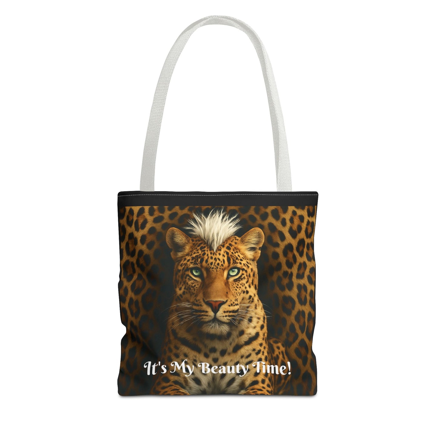 Leopard Portrait Black Tote Bag - Chic Shoulder Purse, Stylish Carryall, Everyday Handbag
