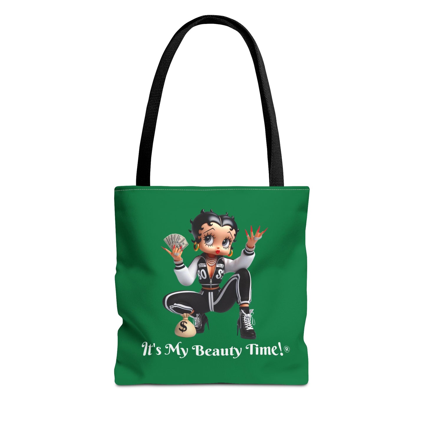 Money Babe Tote Bag — Cute Betty Boop Style Character Holding Cash & Money Bag, Everyday Shoulder Purse, Chic Carryall