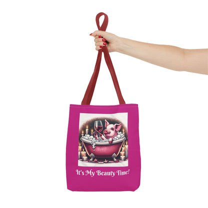 Pretty Pig Bath Pink Tote Bag - Cute Animal Lover Gift, Fun Shopping Bag, Funny Carryall, Quirky Shoulder Bag, Unique Grocery Tote