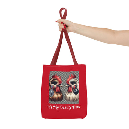 Chicks Chat Red Tote Bag - Farmhouse Style Chic Shopping Tote, Reusable Shoulder Bag, Cute Hen Lover Tote, Farmers Market