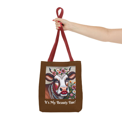 Captivating Cow Brown Tote Bag - Cute Farm Animal Carryall, Funny Barnyard Purse, Chic Cow Handbag, Animal Print